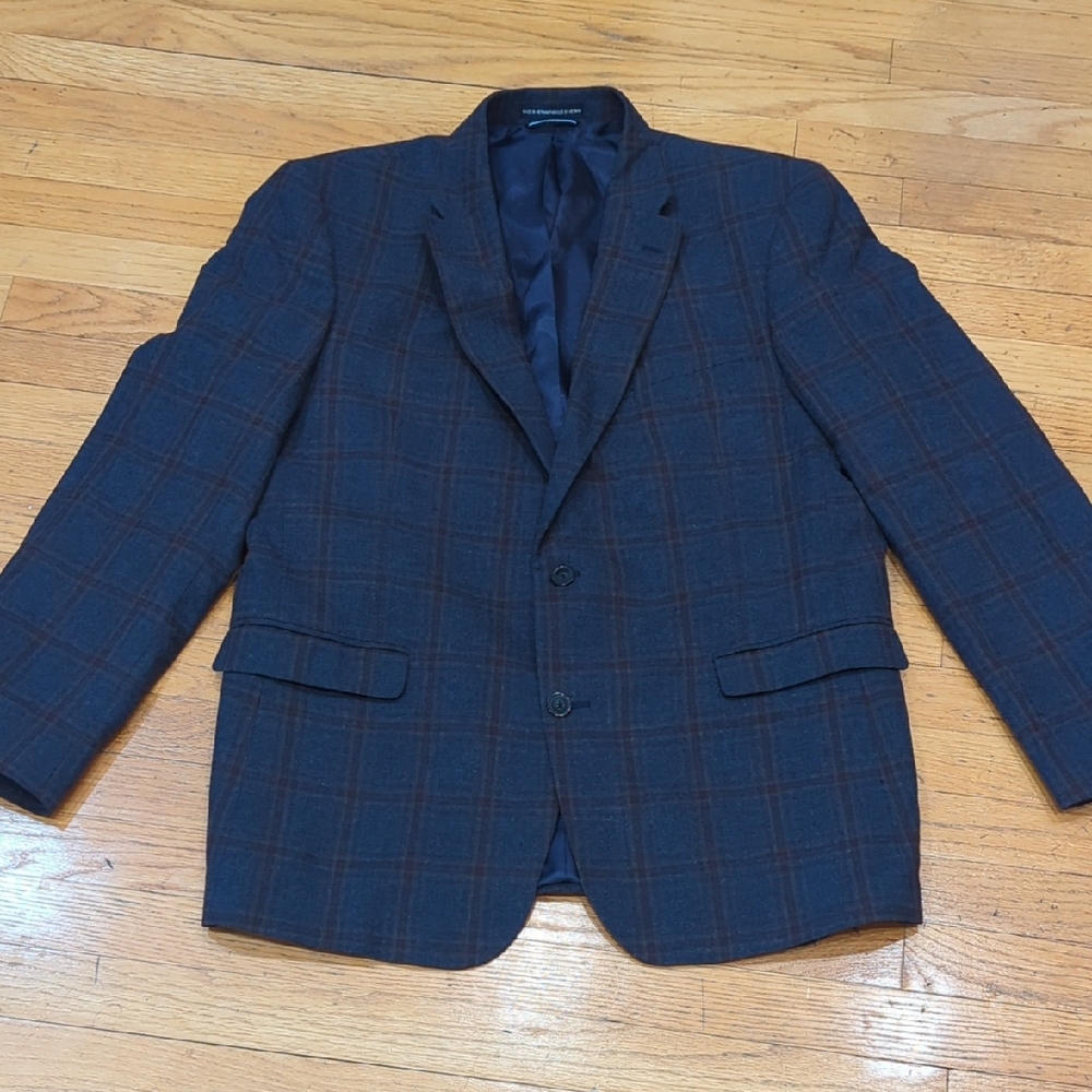 Tommy Hilfiger Navy and Red Plaid Blazer